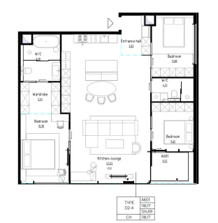 3 bedroom, 125,0 м²