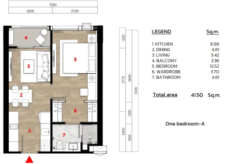 1 bedroom, 32,0 м²