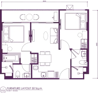 2 bedroom, 51,0 м²