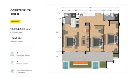 3 bedroom, 71,0 м²