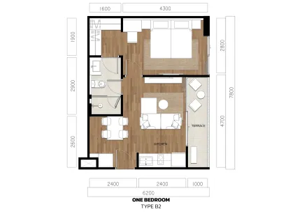 1 bedroom, 45,0 м²