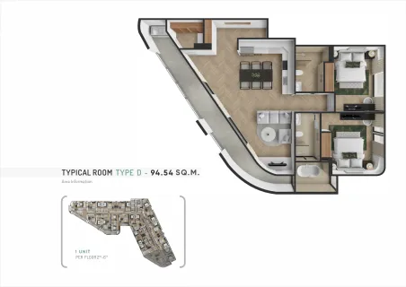 3 bedroom, 95,0 м²