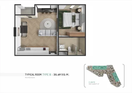 1 bedroom, 36,0 м²