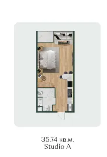Studio, 36,0 м²