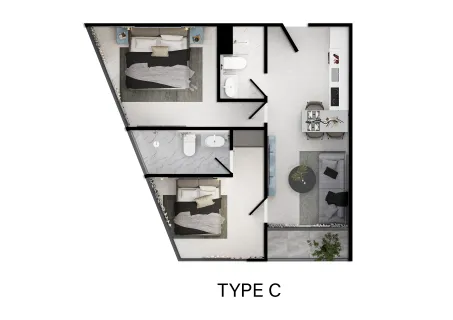 2 bedroom, 48,0 м²